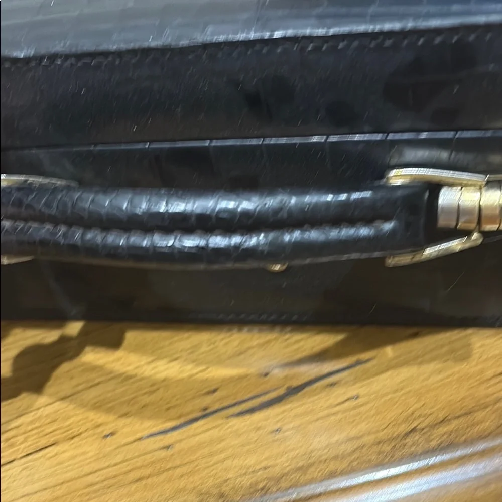 LUXURY Fred’s of Paris (Jeweler) Black Crocodile-Embossed Leather Briefcase.
